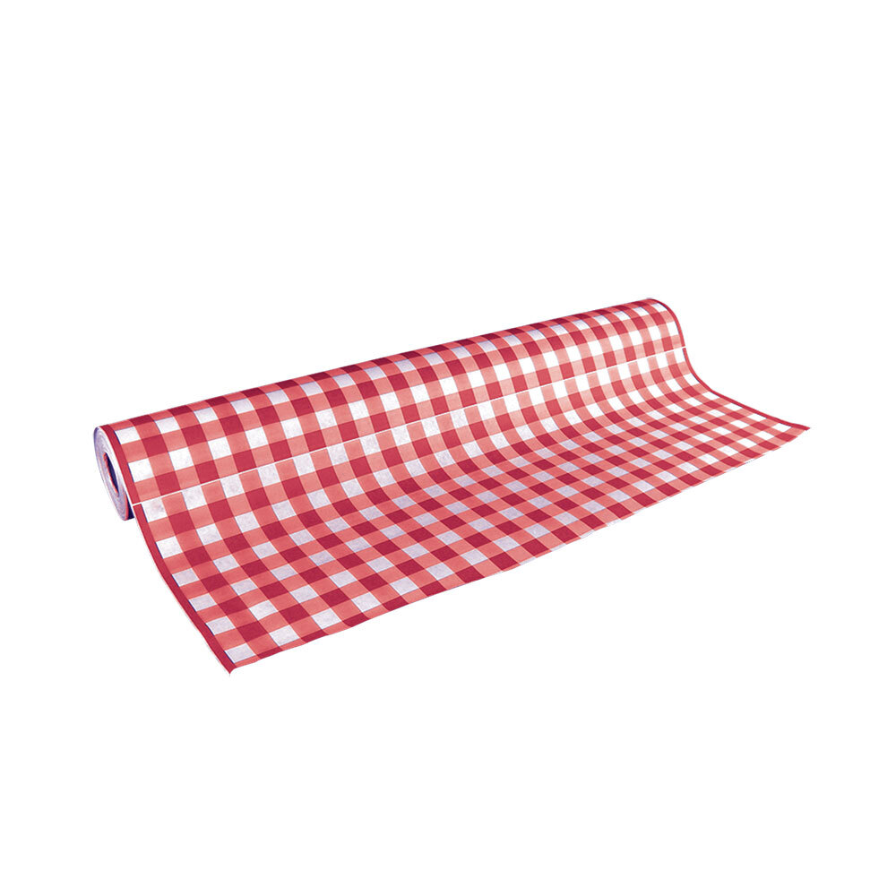 40" x 300' 60 Paper Roll Table Cover with Red Gingham Pattern