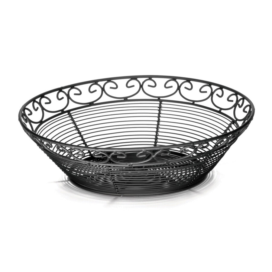 Tablecraft BK27508 Mediterranean Round Black Metal Basket 8" x 2 1/4"