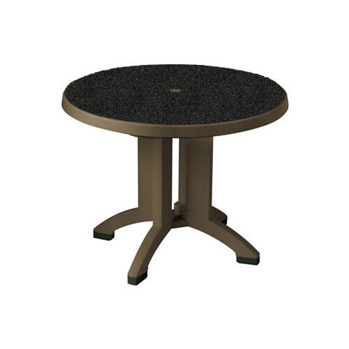 Grosfillex US700002 Siena 38" Round Resin Folding Outdoor Table Charcoal Base