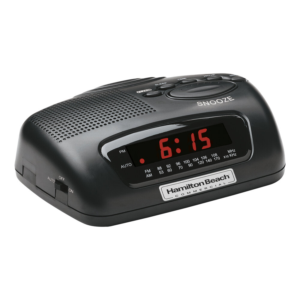 Hamilton Beach HCR329 AM/FM Black Alarm Clock Radio 120V, 5W
