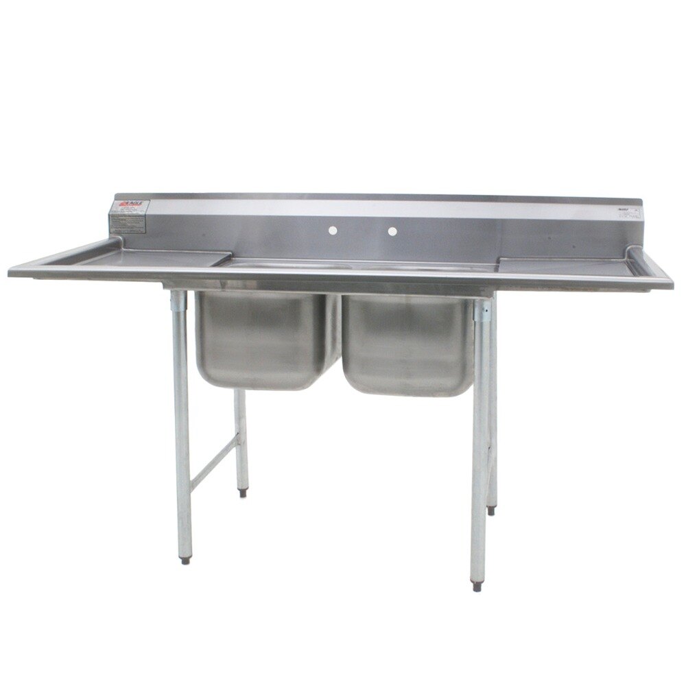 ... Stainless Steel Commercial Sink with Two Drainboards - 96 1/2