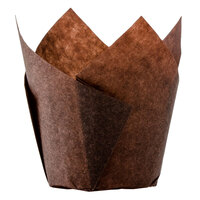 Hoffmaster Chocolate Brown Tulip Baking Cup 2 1/4 inch x 4 inch - 250/Pack