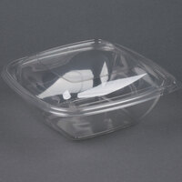 Sabert C19064TR75 Bowl2 64 oz. Clear PETE Square Tamper Evident Bowl with Lid   - 75/Case