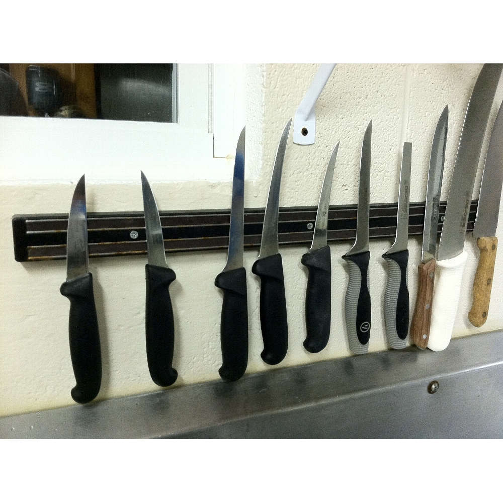 24" Black Knife Rack with Hook