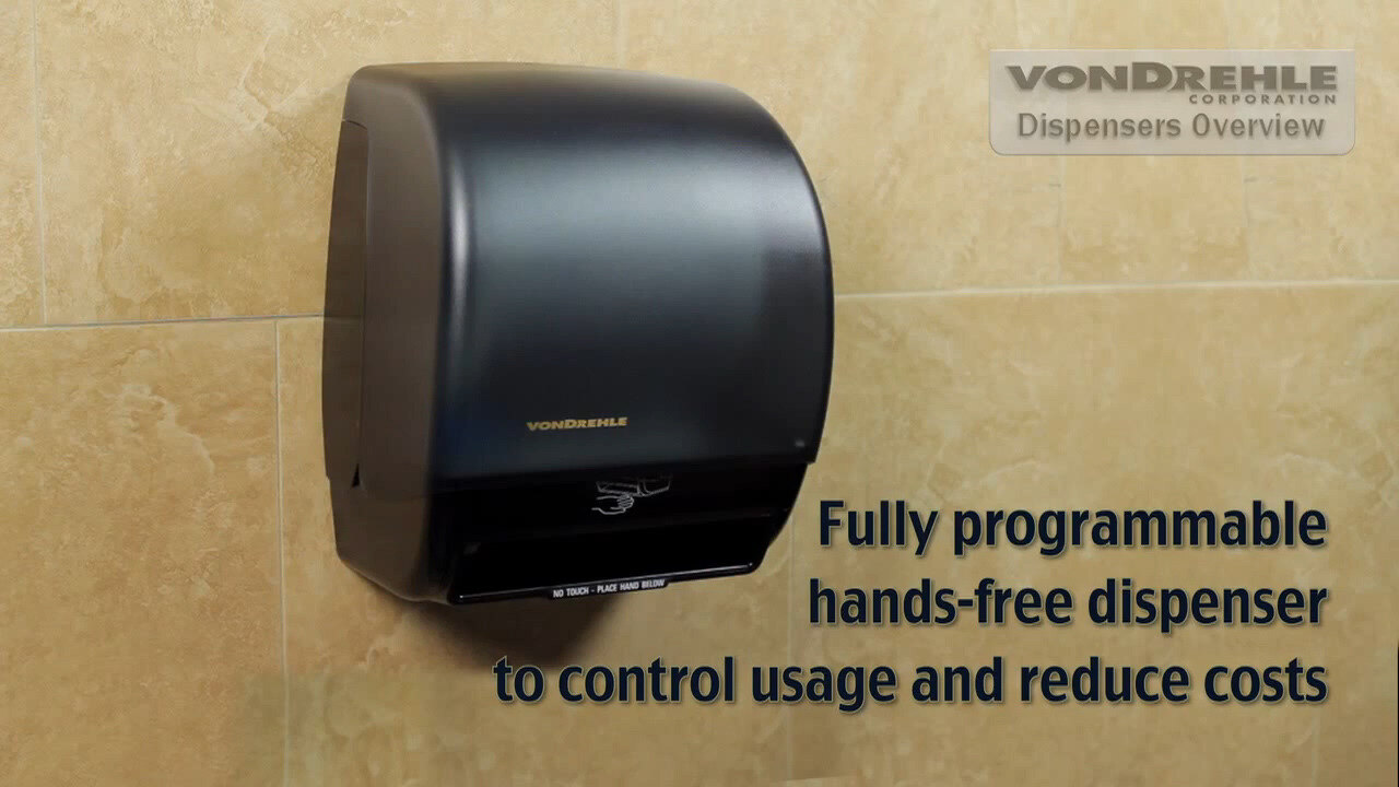 VonDrehle 2245 Black Hands Free Paper Roll Towel Dispenser with Motion