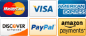 We accept visa, master card, discover, paypal, american express
