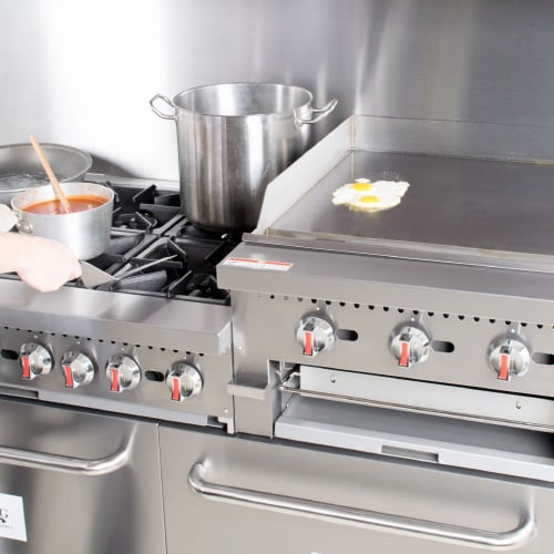 commercial equipment in a restaurant's kitchen