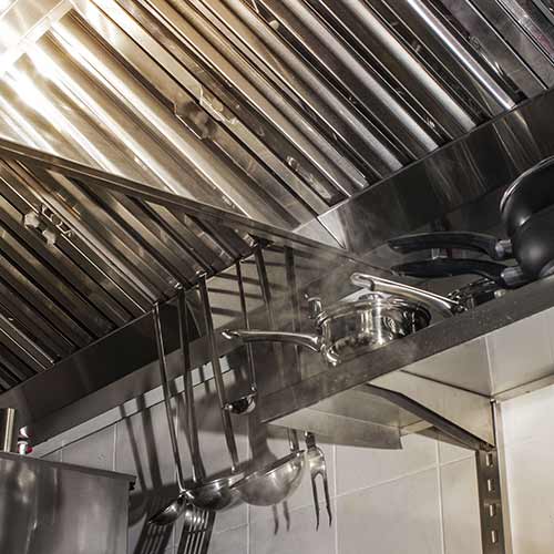 exhaust systems hood filters detail in a professional kitchen
