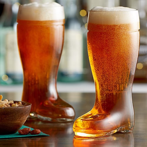 das boot glass filled with beer