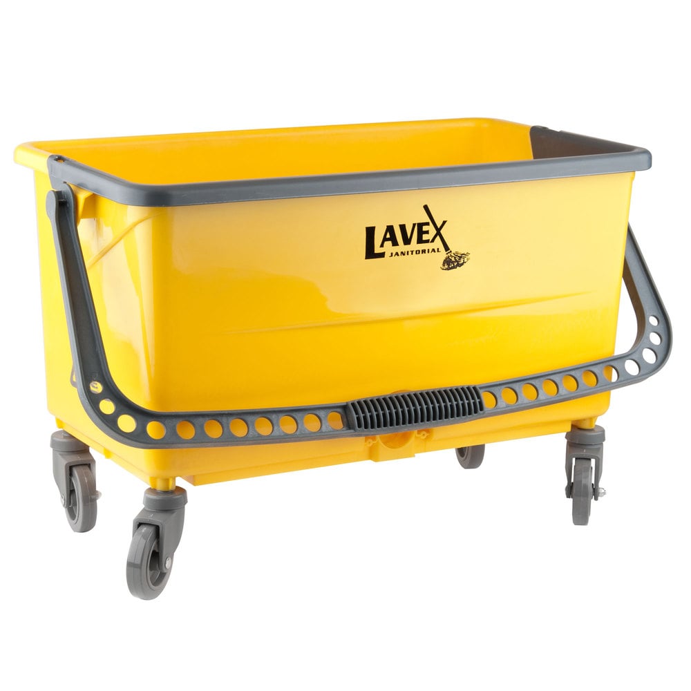 Lavex yellow mop bucket with casters and handle