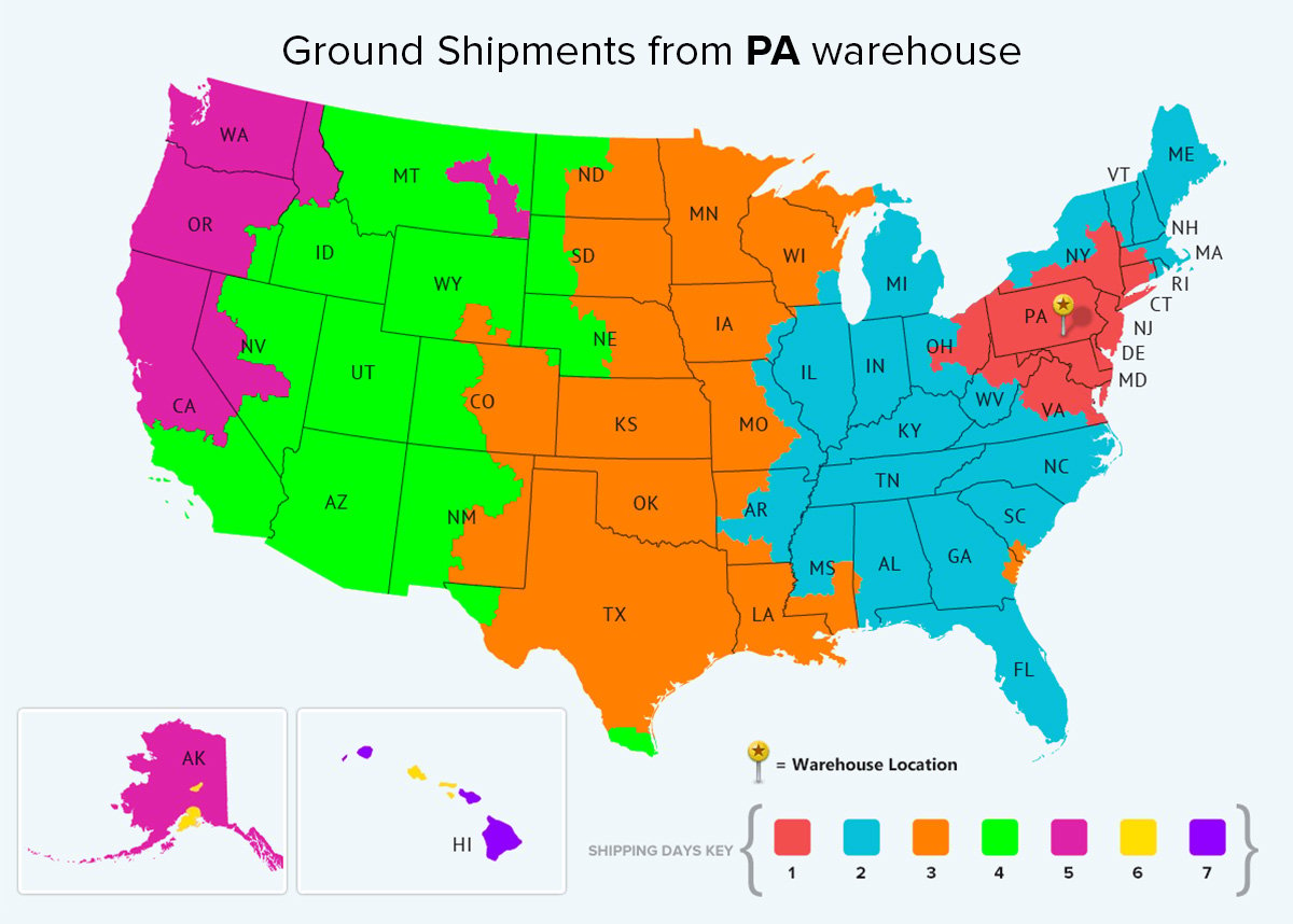 Pennsylvania Ground Warehouse Location Shipping