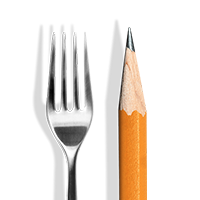 fork and pencil