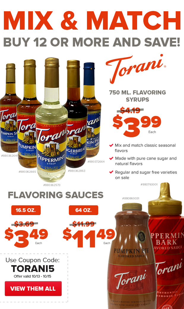 Torani Syrups and Flavring Sauces