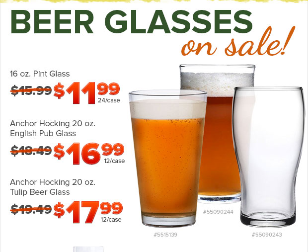 Beer Glasses on Sale!