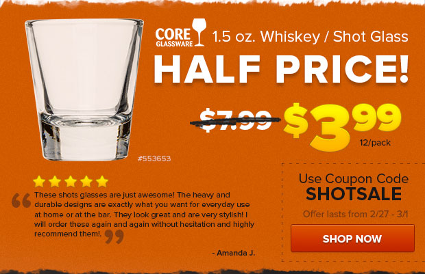 1.5 oz. Whiskey / Shot Glass 50% Off!