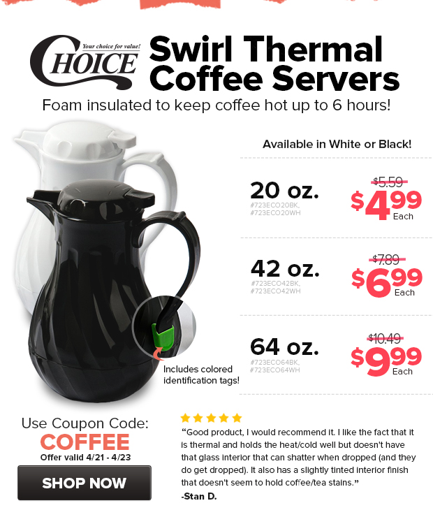 Choice Swirl Thermal Coffee Servers on Sale!