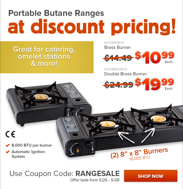 Portable Butane Ranges at Discount Pricing!