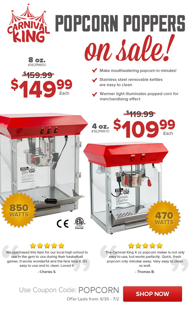 Carnival King Popcorn Poppers On Sale!