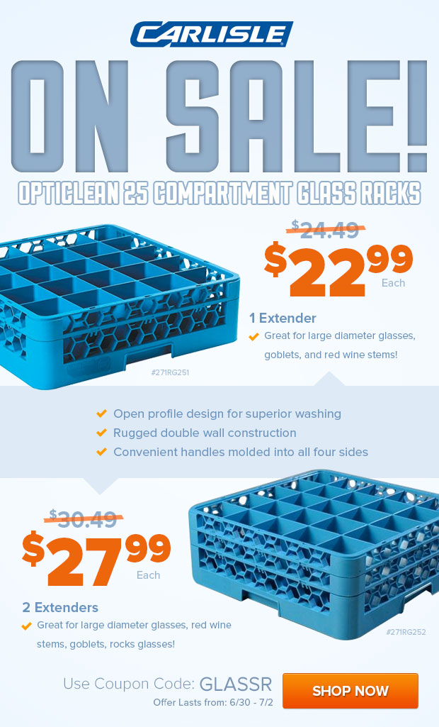 Carlisle Opticlean Glass Racks On Sale!