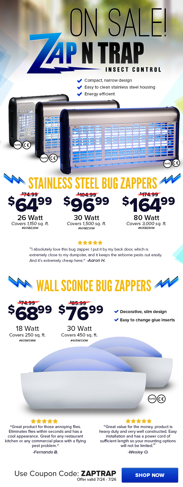 Zap N' Trap Bug Zappers on Sale!