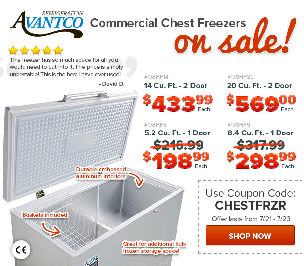 Avantco Commercial Chest Freezers on Sale