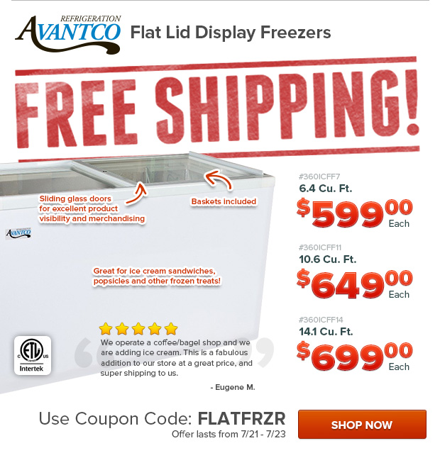 Avantco Flat Lid Display Freezers on Sale