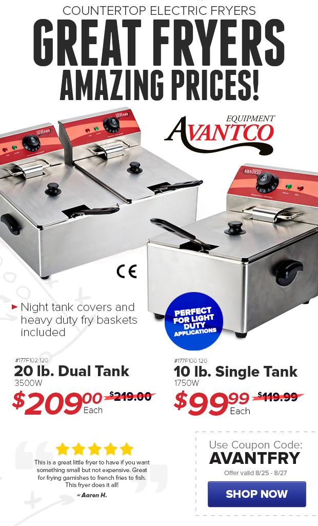 Avantco Countertop Fryers on Sale!