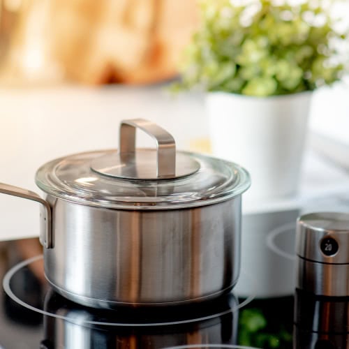 stainless steel pot on an induction cooktop