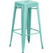 Scratch and Dent Lancaster Table & Seating Alloy Series Seafoam Stackable Metal Indoor / Outdoor Industrial Barstool with Drain Hole Seat Main Thumbnail 1