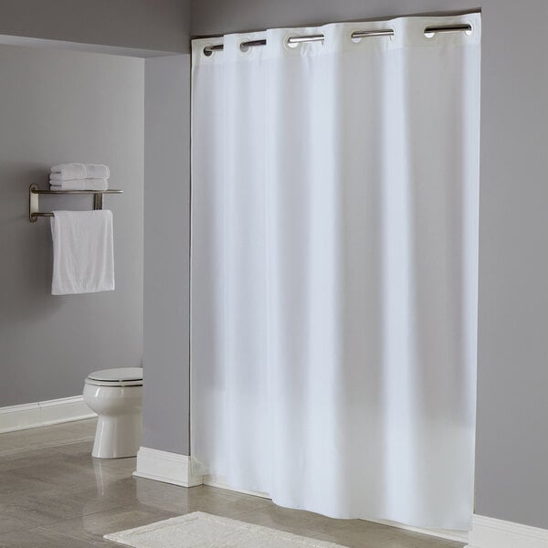 White Plainweave Shower Curtain, White Grommet Shower Curtain