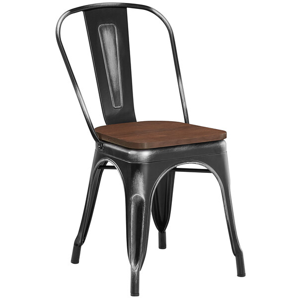 Lancaster Table Seating Alloy Series, Distressed Black Metal Dining Chairs