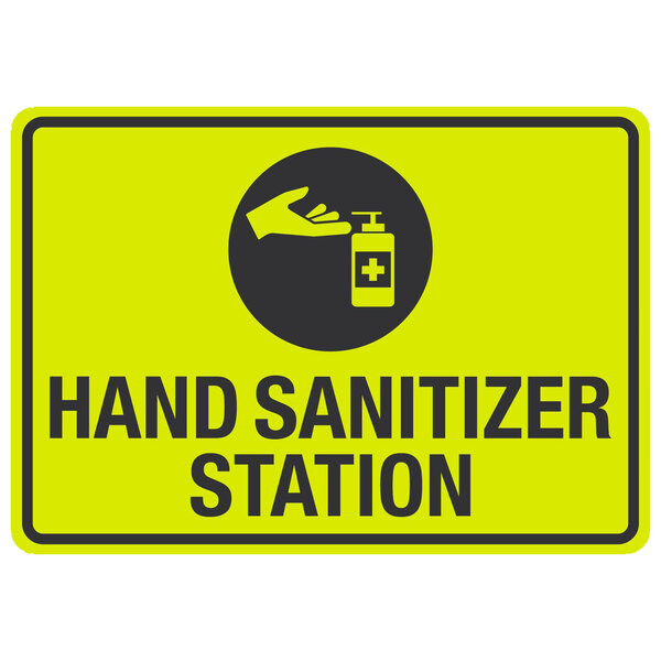 Hand Sanitizer Station Engineer Grade Reflective Black Yellow Aluminum Sign With Symbol 10 X 7