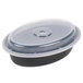 Pactiv Newspring OC12B 12 oz. Black 6 3/4" x 4 3/4" x 1 1/2" VERSAtainer Oval Microwavable Container with Lid - 150/Case Main Thumbnail 2