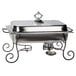 Choice 8 Qt. Full Size Chafer Set with Black Wrought Iron Stand and Classic Lid Handle Main Thumbnail 3