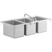 Regency 10" x 14" x 10" 16-Gauge Stainless Steel Three Compartment Drop-In Sink with 10" Faucet Main Thumbnail 4