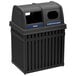 Commercial Zone 72720199 ArchTec Parkview 50 Gallon Black Rectangular Double Trash / Recycling Receptacle with Decals Main Thumbnail 1