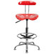 Flash Furniture LF-215-CHERRYTOMATO-GG Cherry Tomato Drafting Stool with Tractor Seat and Chrome Frame Main Thumbnail 4