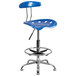 Flash Furniture LF-215-BRIGHTBLUE-GG Bright Blue Drafting Stool with Tractor Seat and Chrome Frame Main Thumbnail 1