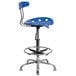 Flash Furniture LF-215-BRIGHTBLUE-GG Bright Blue Drafting Stool with Tractor Seat and Chrome Frame Main Thumbnail 2