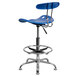 Flash Furniture LF-215-BRIGHTBLUE-GG Bright Blue Drafting Stool with Tractor Seat and Chrome Frame Main Thumbnail 3