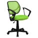 Flash Furniture WA-3074-GN-A-GG Mid-Back Green Mesh Office / Task Chair with Nylon Frame, Swivel Base, and Polyurethane Arms Main Thumbnail 1