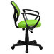 Flash Furniture WA-3074-GN-A-GG Mid-Back Green Mesh Office / Task Chair with Nylon Frame, Swivel Base, and Polyurethane Arms Main Thumbnail 2