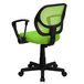 Flash Furniture WA-3074-GN-A-GG Mid-Back Green Mesh Office / Task Chair with Nylon Frame, Swivel Base, and Polyurethane Arms Main Thumbnail 3