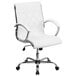 Flash Furniture GO-1297M-MID-WHITE-GG Mid-Back White Designer Leather Executive Office Chair with Chrome Arms and Foam-Molded Seat Main Thumbnail 1