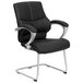 Flash Furniture H-9637L-3-SIDE-GG Black Leather Executive Side Chair with Padded Arms and Sled Base Main Thumbnail 1