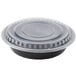 Choice 48 oz. Black 9" Round Microwavable Heavy Weight Container with Lid - 150/Case Main Thumbnail 3