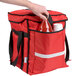 ServIt Heavy-Duty Insulated Red Nylon Soft-Sided Food Delivery Bag, 13" x 13" x 15 1/2" Main Thumbnail 5