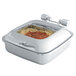 Vollrath 46135 6 Qt. Intrigue Square Induction Chafer with Glass Top and Porcelain Food Pan Main Thumbnail 3