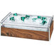 Cal-Mil 3702-12-49 Mid-Century Chrome Metal and Wood Ice Housing with Clear Plastic Pan - 14" x 22" x 7" Main Thumbnail 1