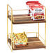 Cal-Mil 3704-2-46 Mid-Century Wood and Brass Two Tier Merchandiser - 13" x 12" x 16 1/2" Main Thumbnail 1